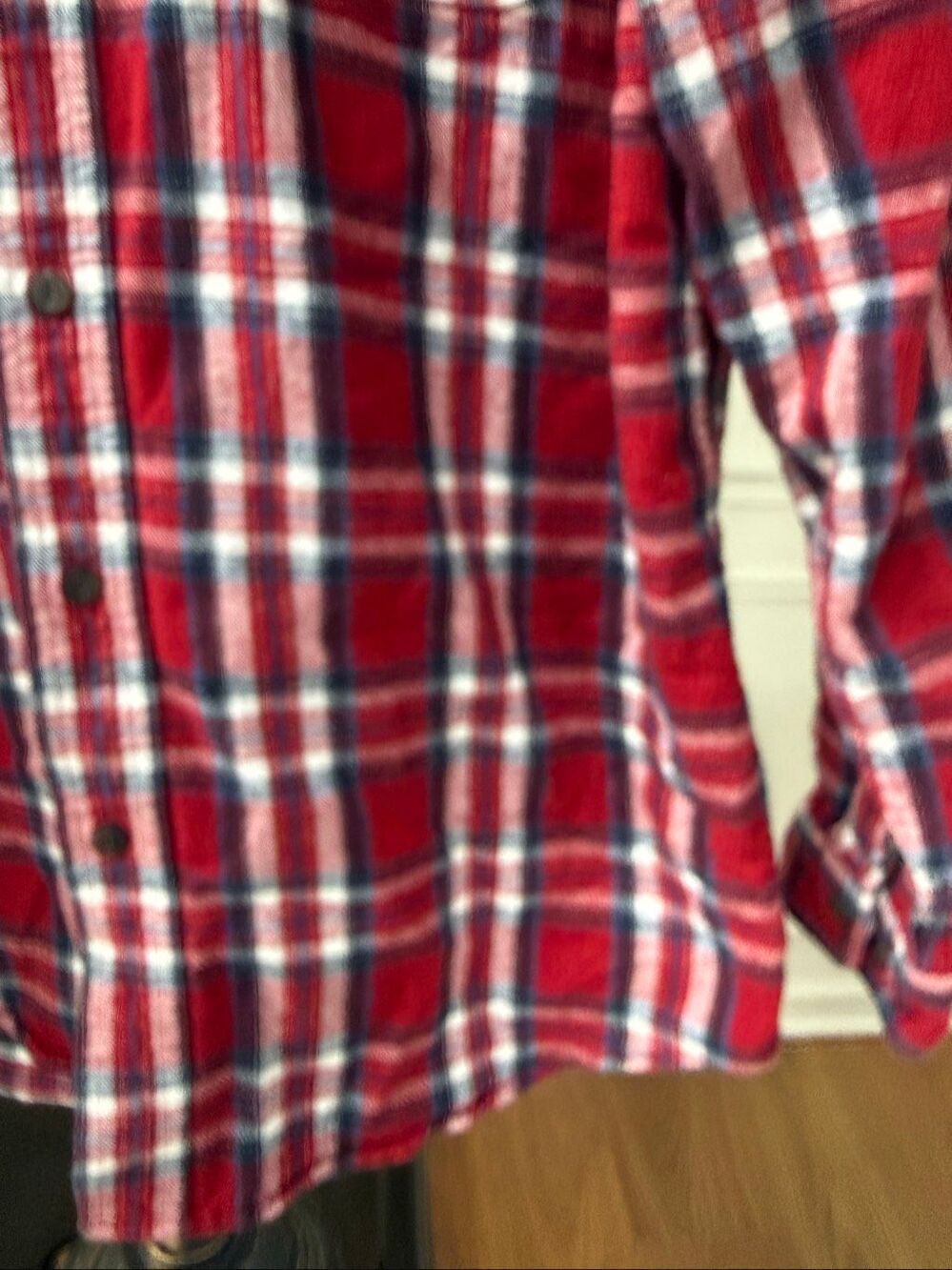 L.L. Bean Red Plaid Flannel Button Shirt M - Picture 5 of 5